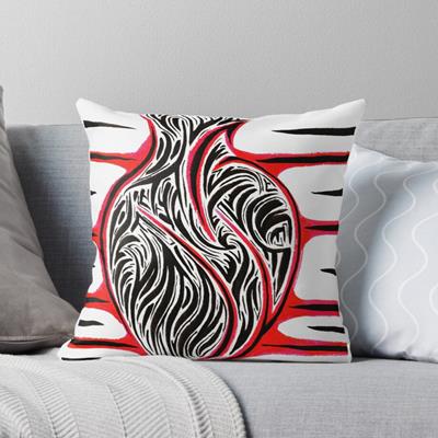 Abstract Bloody Heart Throw Pillow