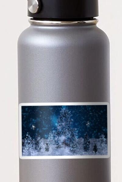 Dark Blue Winter Forest Scene