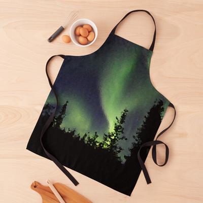 Northern Lights Over Forest