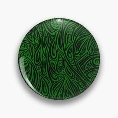 Swirling Abstract Line Art in Black on Green