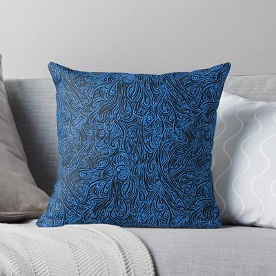 Swirling Abstract Line Art in Black on Light Blue